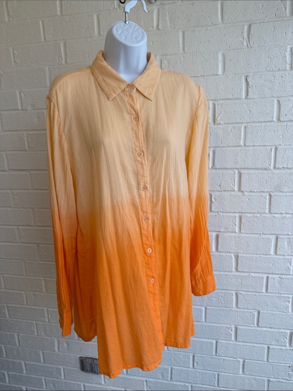 Chadwicks of Boston Orange Ombré Long sleeve blouse XL all Cotton Like new